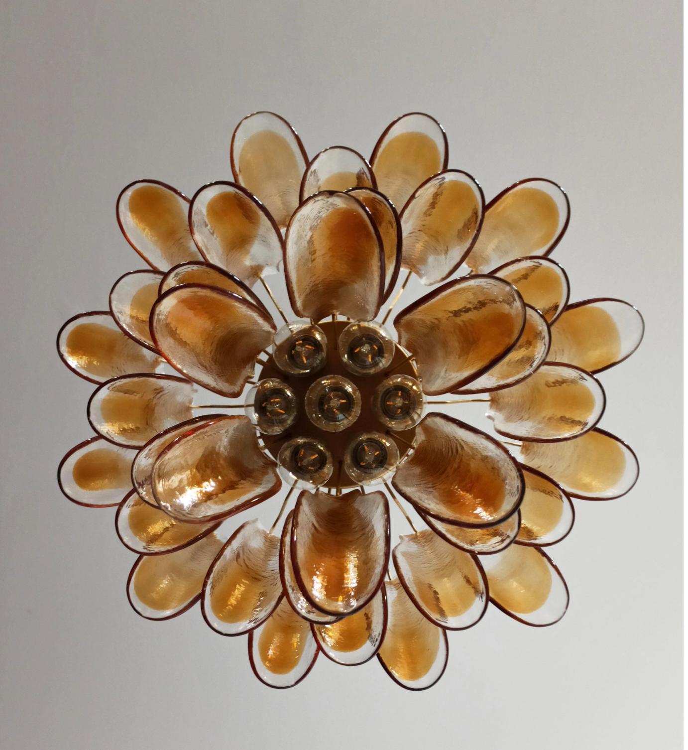 Italian Amber Petal Chandeliers, Murano For Sale 6