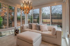 Pair Italian Amber Petal Chandeliers, Murano