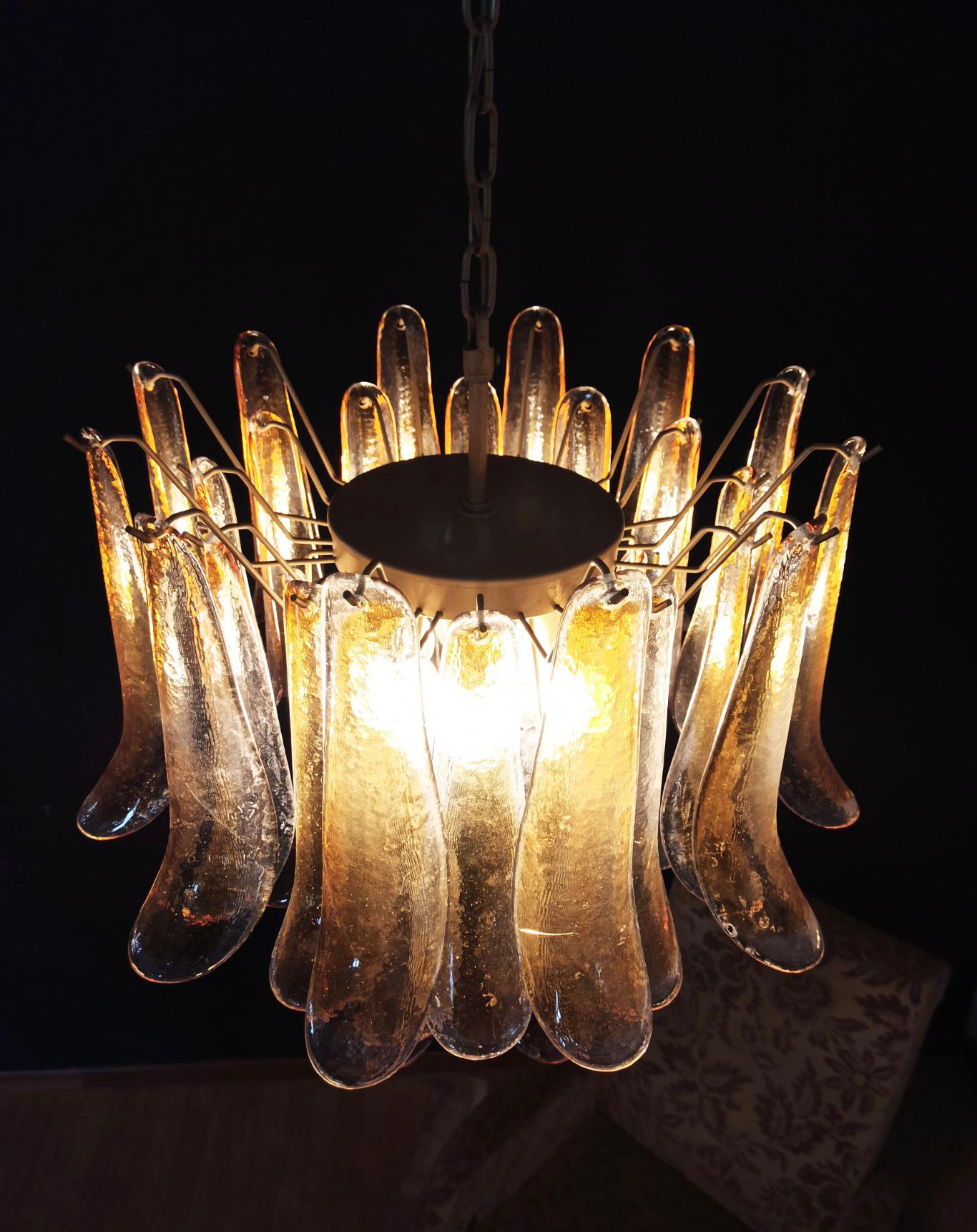 Italian Amber Petal Chandeliers, Murano For Sale 1