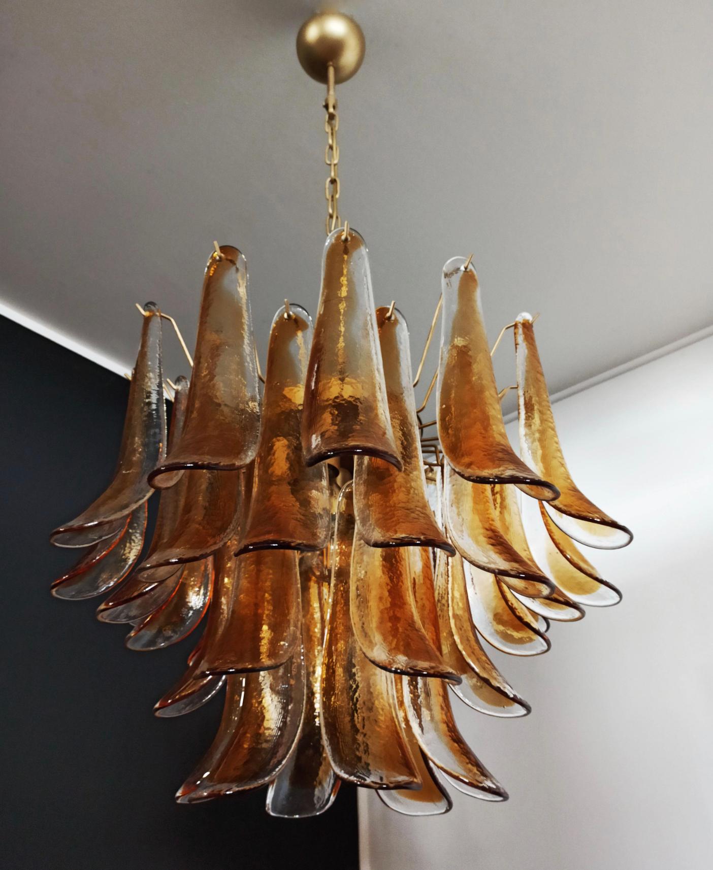 Italian Amber Petal Chandeliers, Murano For Sale 3