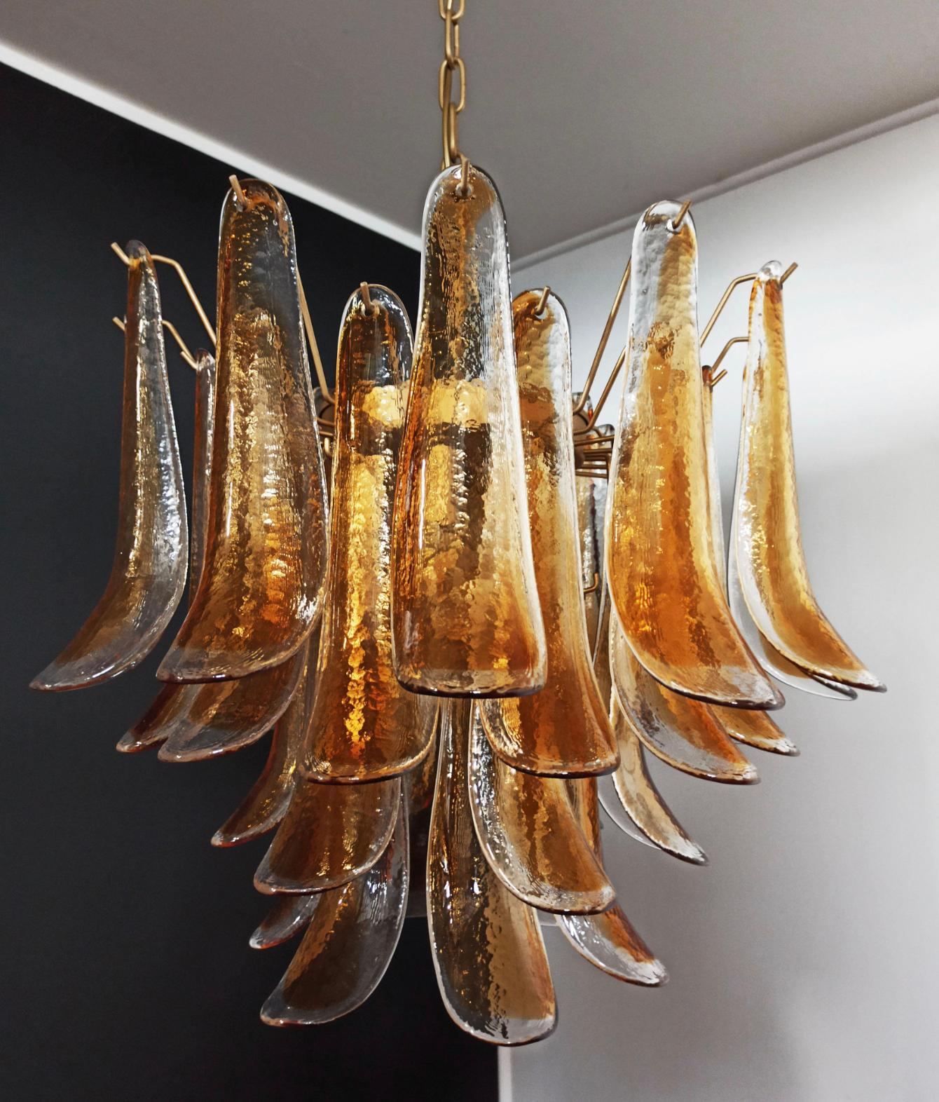 Italian Amber Petal Chandeliers, Murano For Sale 4