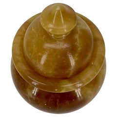 Italian Amber Vanity Jar with Lid