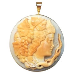Amedeo Italian Shell Cameo 14K Gold Pendant Brooch