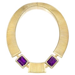 Italienische Amethyst & Diamant Halskette, 18K Gold