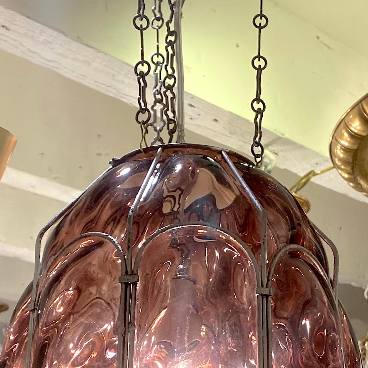 Italian Amethyst Glass Lantern For Sale 4