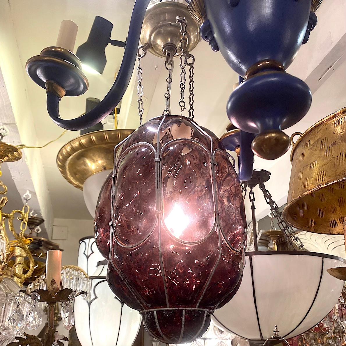 Italian Amethyst Glass Lantern For Sale 2