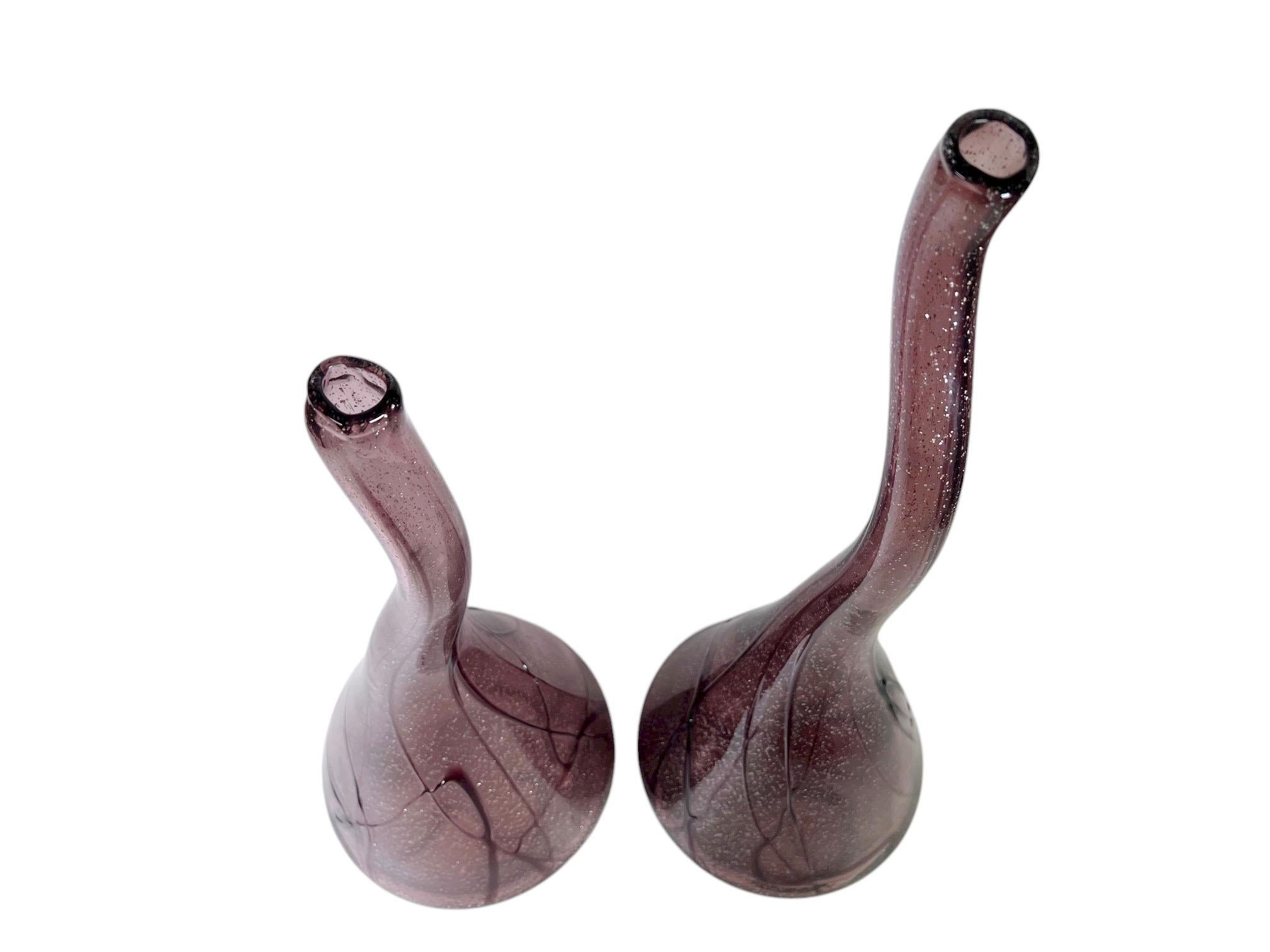 Italian Amethyst Glass Vases In Varied Heights For Sale 1