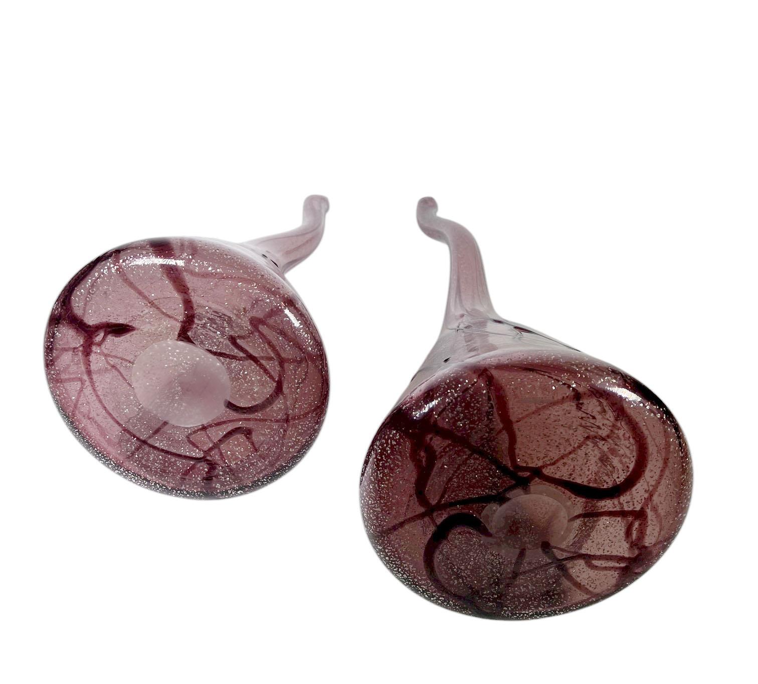 Italian Amethyst Glass Vases In Varied Heights For Sale 2