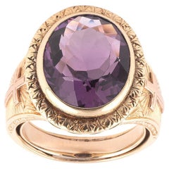 Vintage Italian Amethyst Gold Bishop's Ring