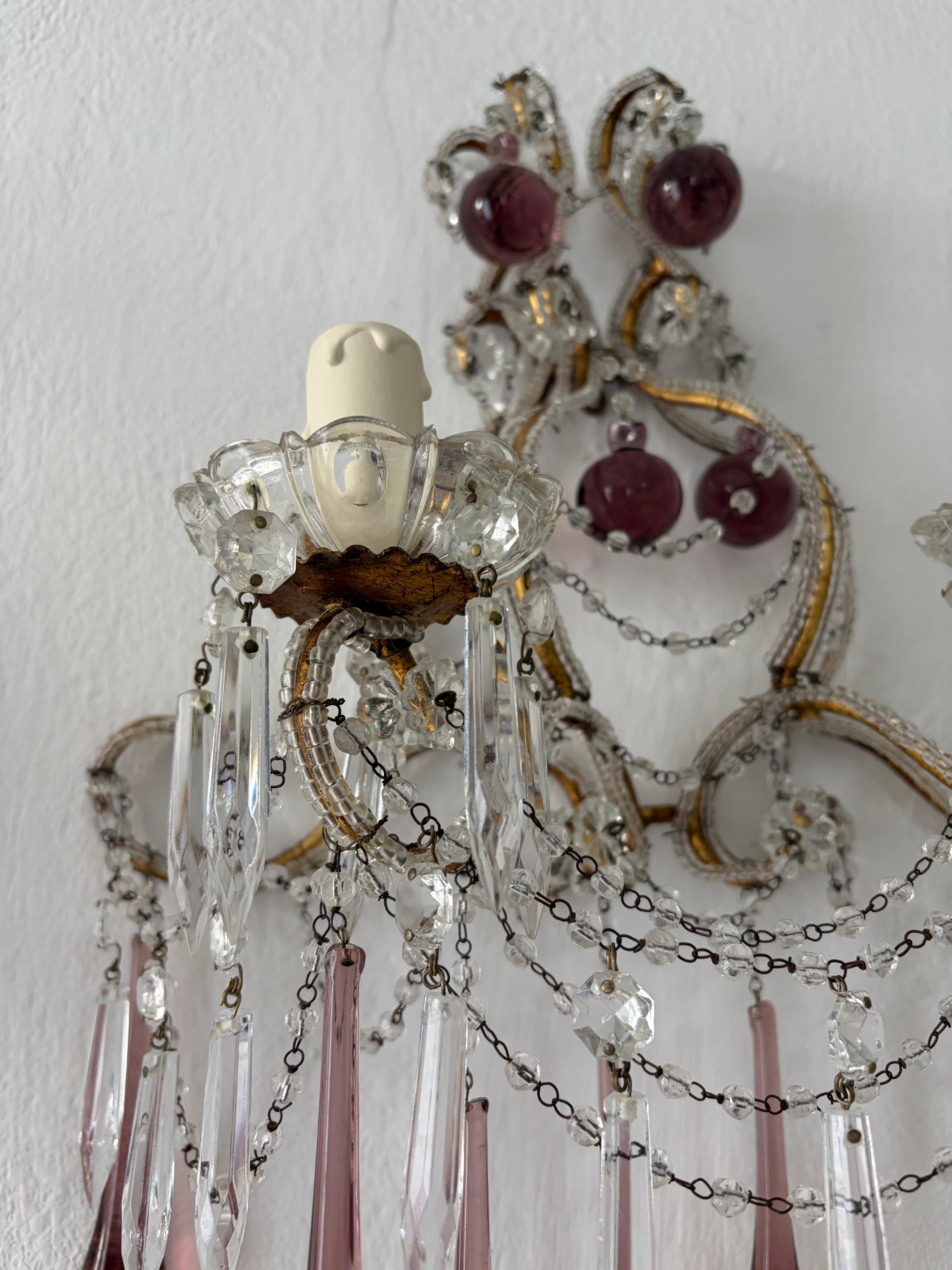 Amatista Italiana Murano Gotas y Bolas Apliques de Cuentas Atados a Mano Swag Cristales en venta 6