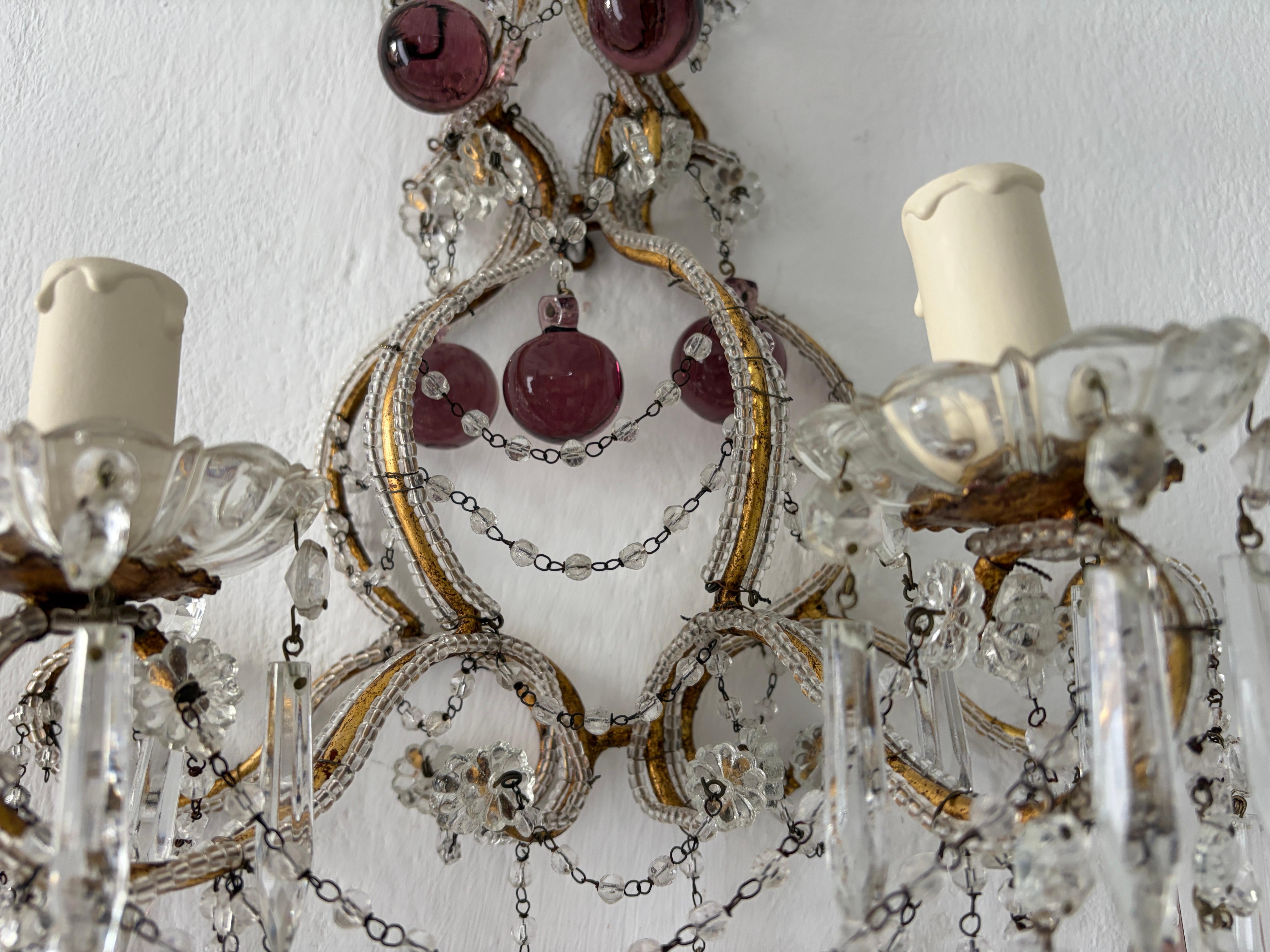 Amatista Italiana Murano Gotas y Bolas Apliques de Cuentas Atados a Mano Swag Cristales en venta 1