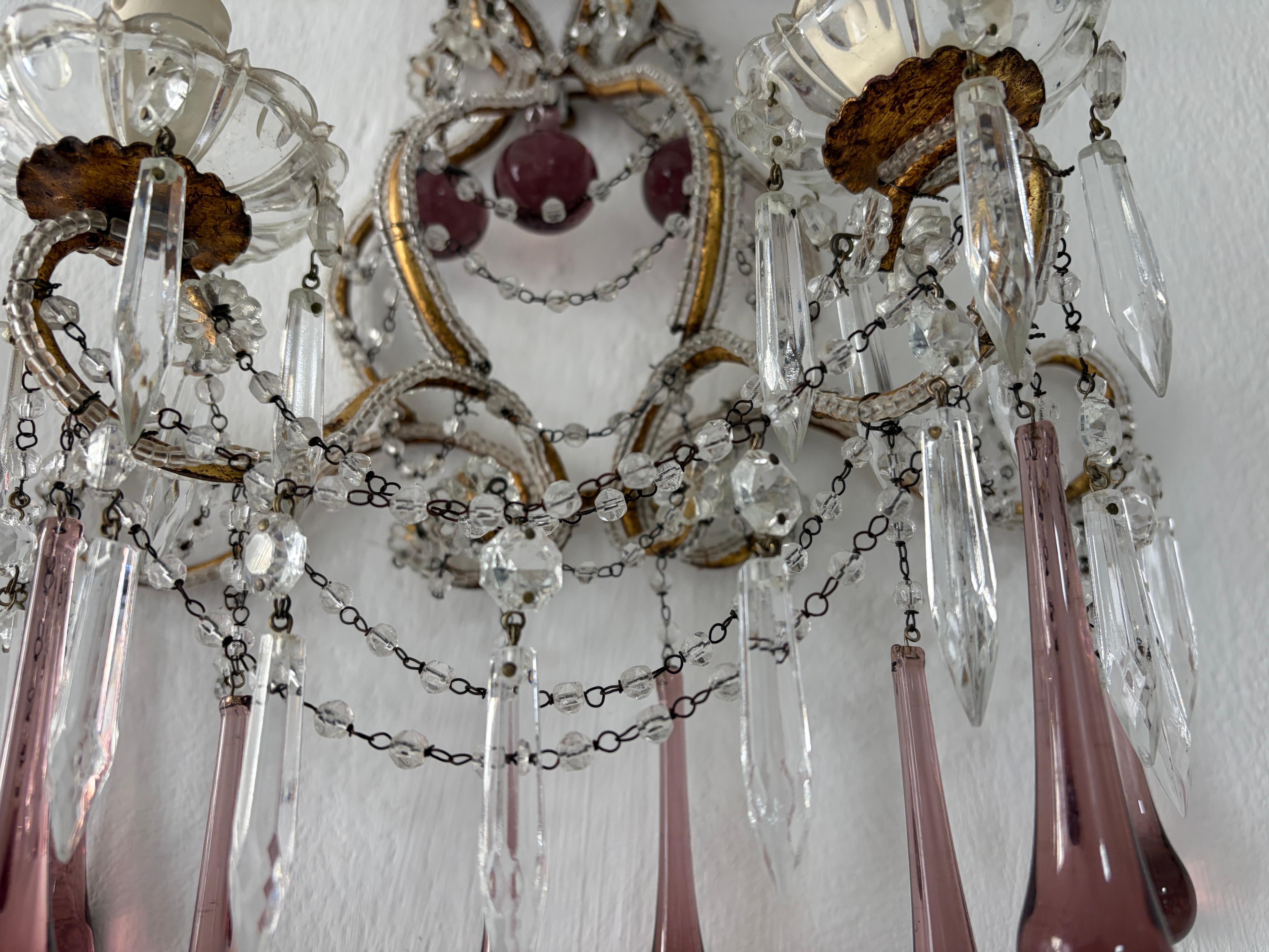 Amatista Italiana Murano Gotas y Bolas Apliques de Cuentas Atados a Mano Swag Cristales en venta 2