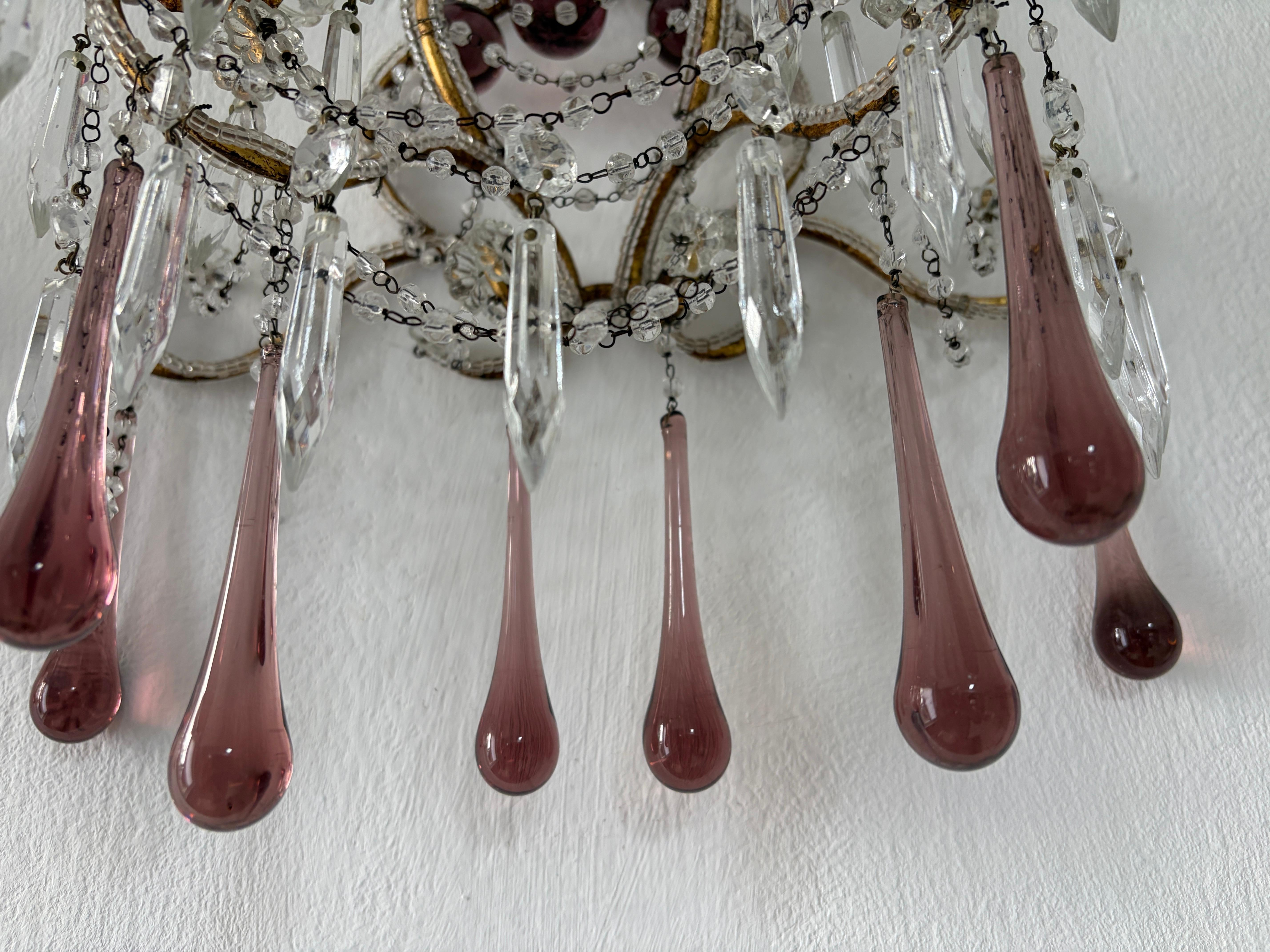 Amatista Italiana Murano Gotas y Bolas Apliques de Cuentas Atados a Mano Swag Cristales en venta 3