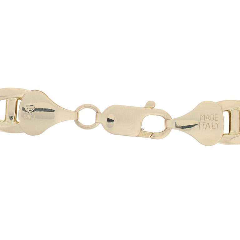 Italian Anchor Chain Bracelet, 14 Karat Yellow Gold Men's Lobster Claw ...