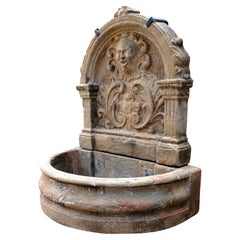 Antique Italian Ancient Fountain Fountain, Cementitious Malta End 19th Century