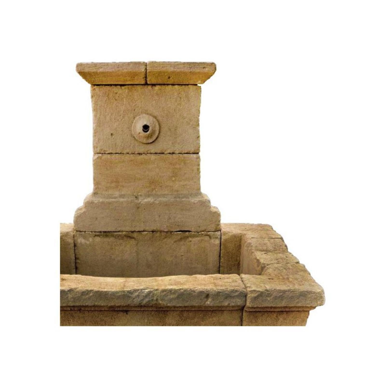 Ancient large stone fountain with Italian washbasin
19th century
Measures: Height 180 cm
Width 150 cm
Depth 55 cm
Thickness 15 cm
Weight 1800 Kg
Material Limestone.