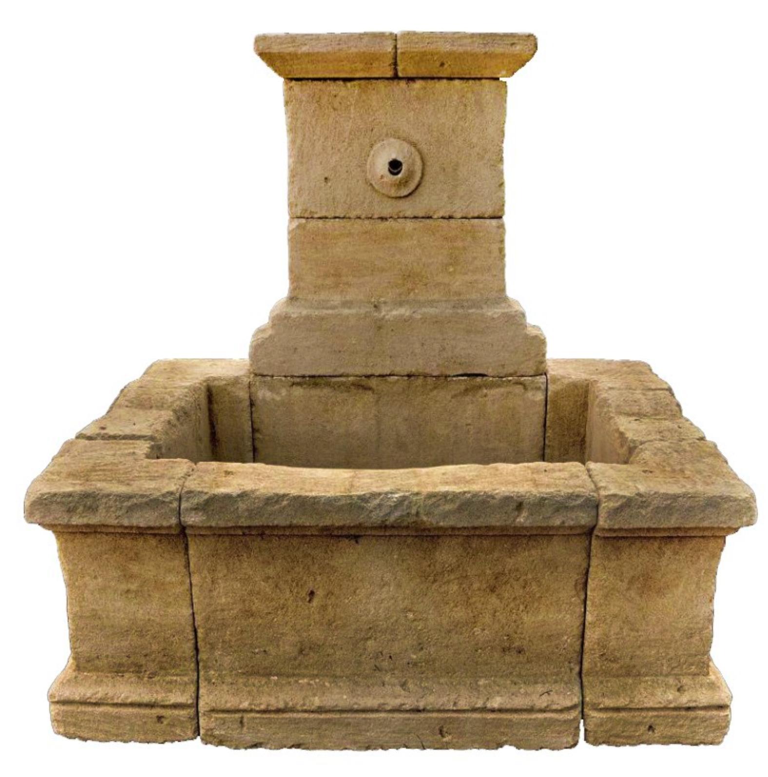 Hand-Crafted Italian Ancient Large Stone Fountain with Washbasin 19th Century For Sale