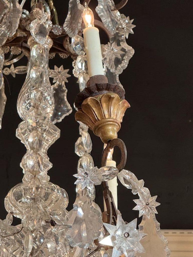 Cristal Italian and Crystal 14 Light Chandelier en vente