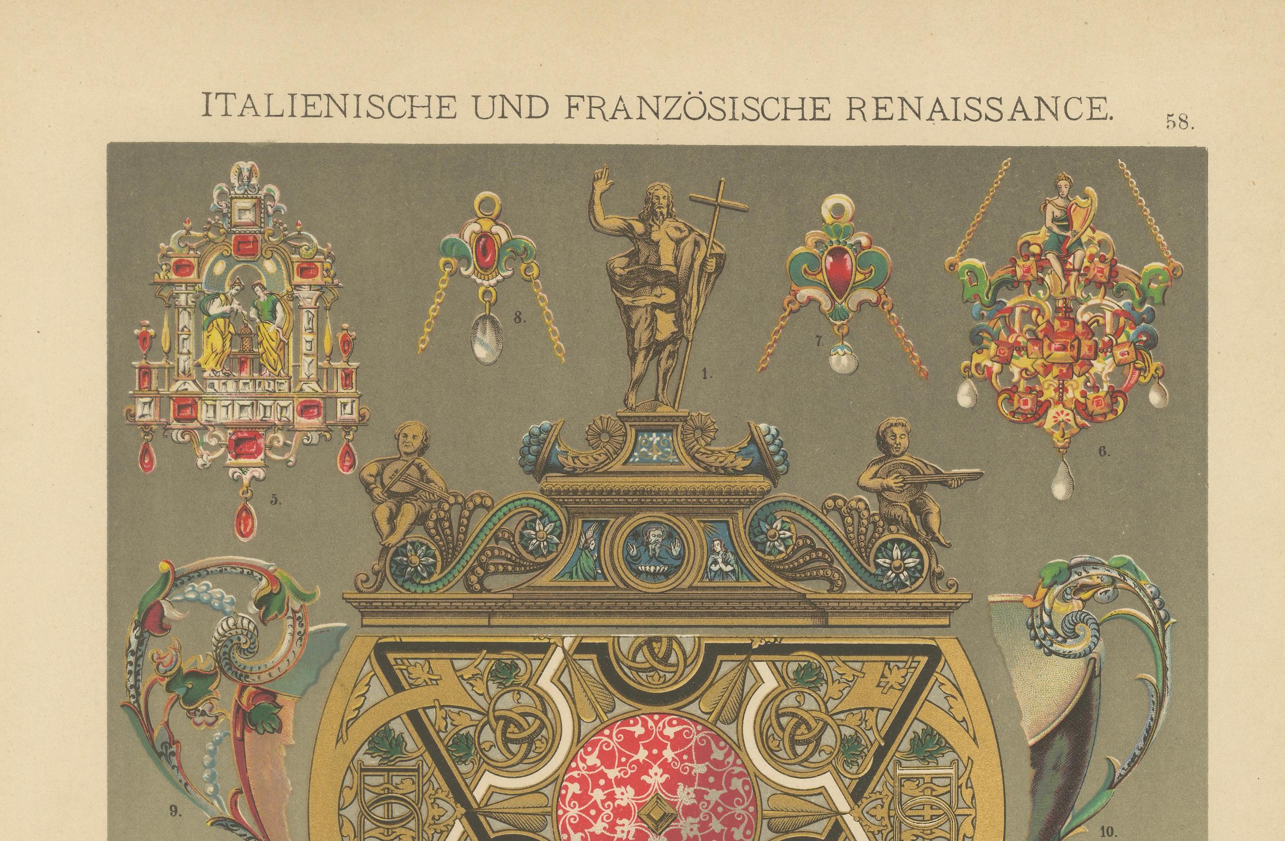 Late 19th Century Italian and French Renaissance Enamel Metalwork, 1887 For Sale