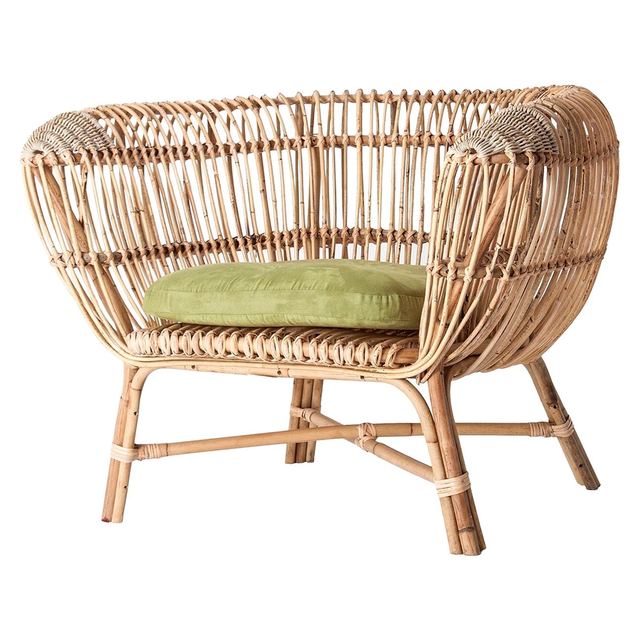 Italian and Midcentury Design Style Rattan and Wicker Armchair