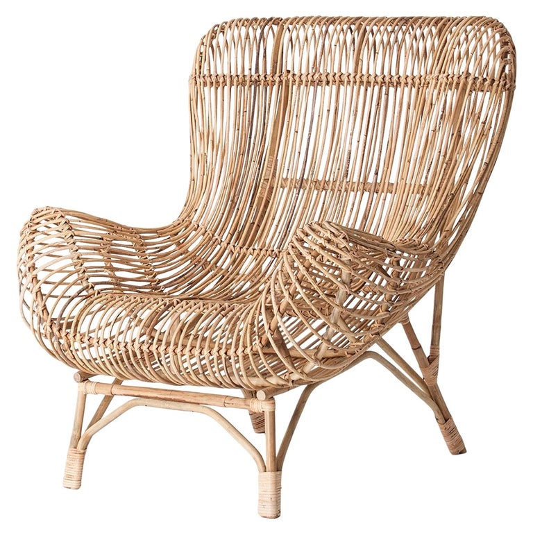 Italian And Midcentury Design Style Rattan Armchair For Sale At 1stdibs