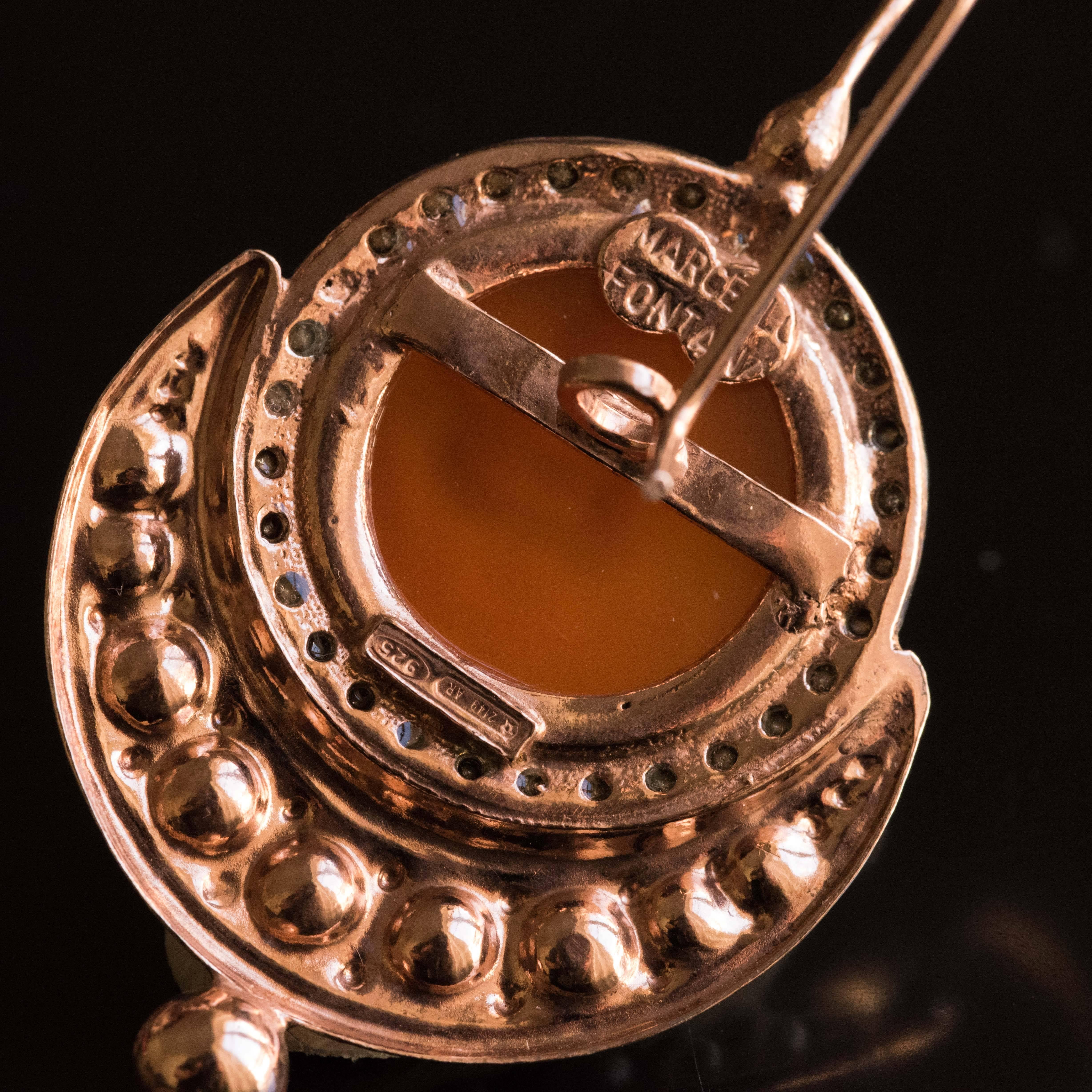 Italian Angel Cameo Pearls Vermeil Drop Earrings 4
