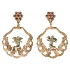 Italian Angel Motif Vermeil Pendant Earrings