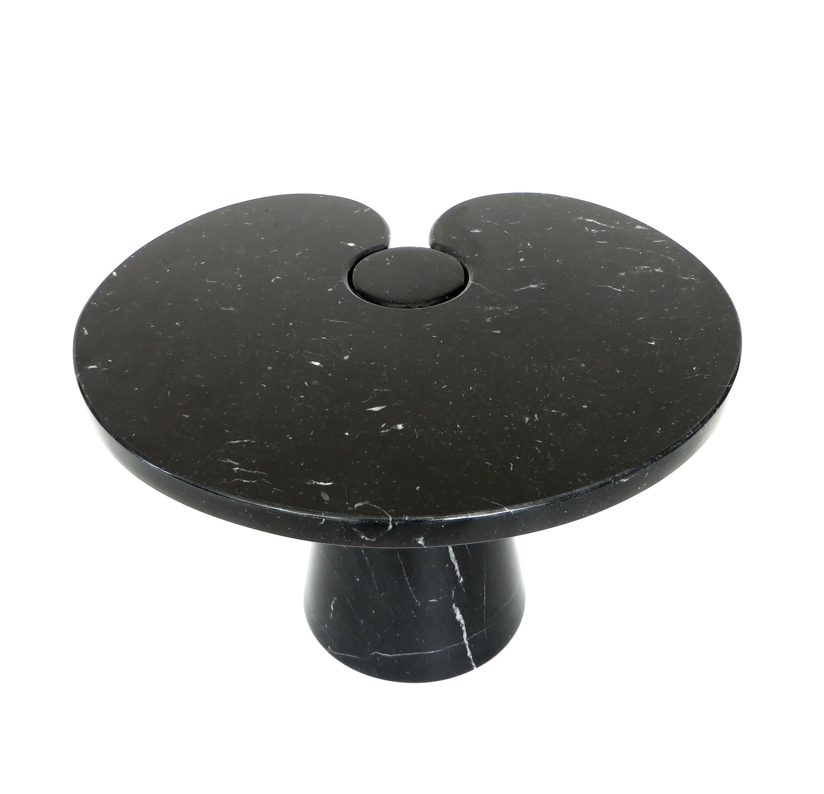 Italian Angelo Mangiarotti Low Eros Side Table in Black Marquina Marble In Excellent Condition In Chicago, IL