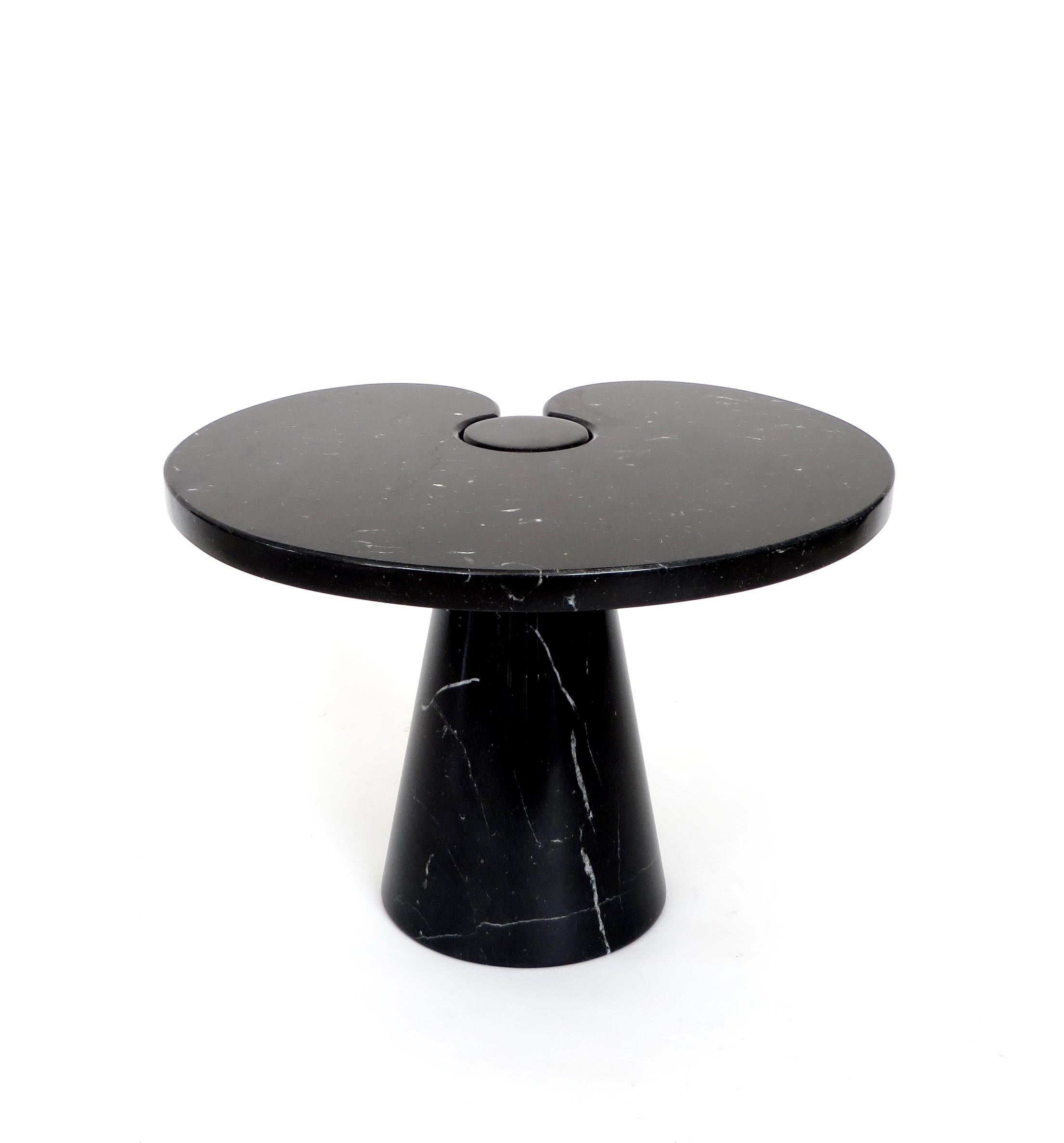 Italian Angelo Mangiarotti Low Eros Side Table in Black Marquina Marble 1