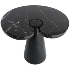 Italian Angelo Mangiarotti Low Eros Side Table in Black Marquina Marble