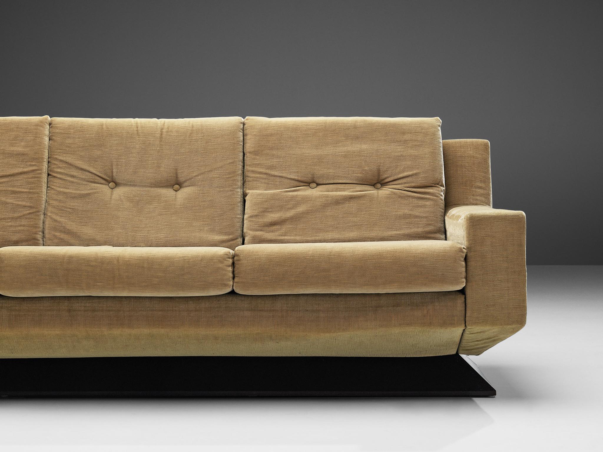 Mid-20th Century Italian Angular Sofa in Beige Velvet 