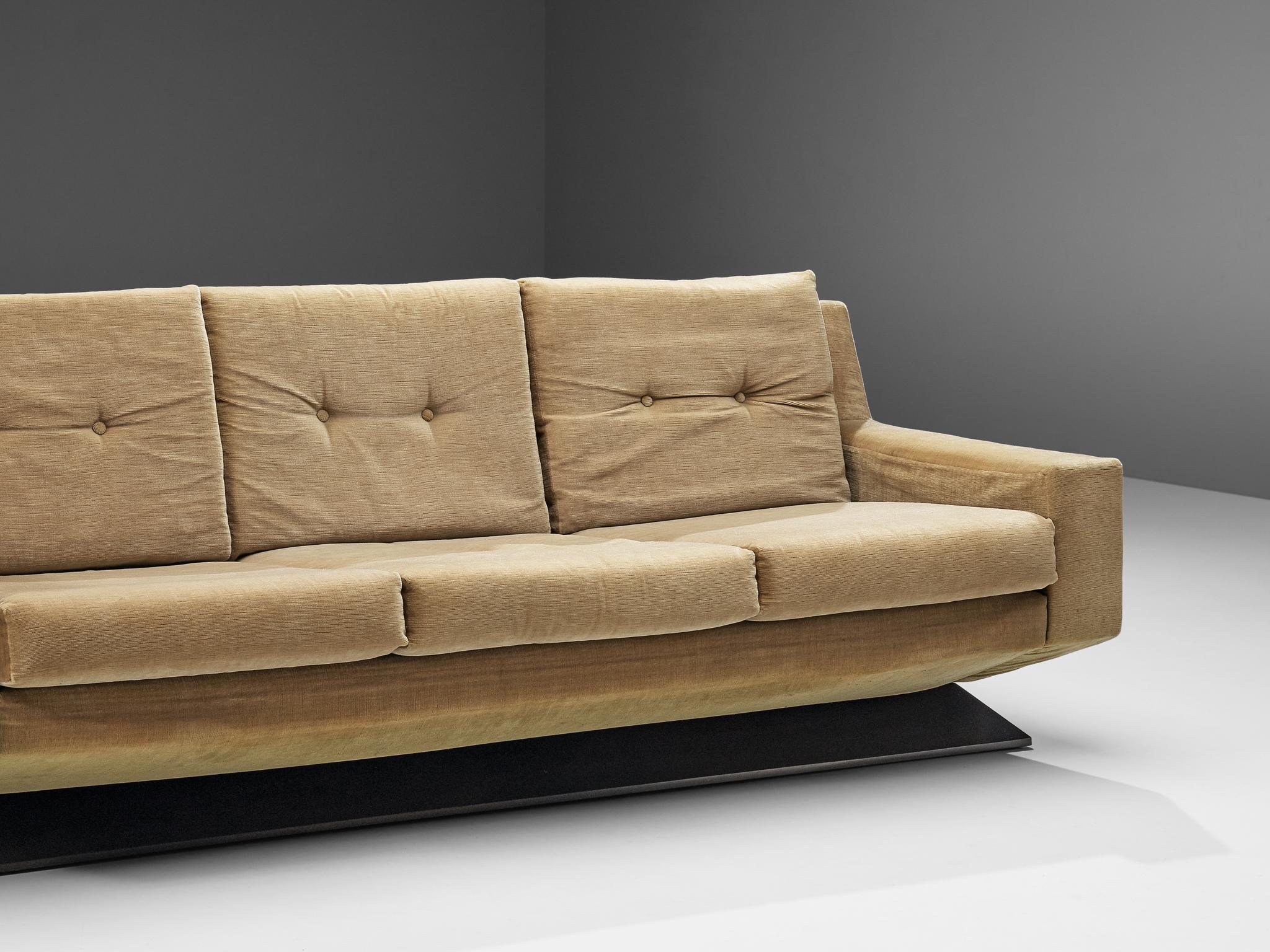 Italian Angular Sofa in Beige Velvet  4
