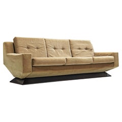 Italian Angular Sofa with Velvet Upholstery