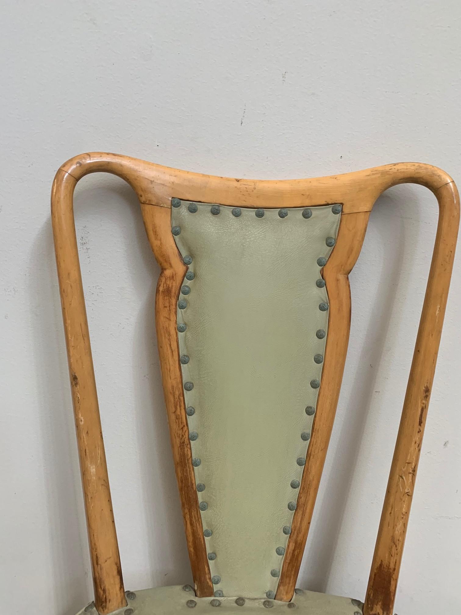 Mid-Century Modern Italian Aniline Leather and Lacquer Dining Chair from La Permanente Mobili Cantù For Sale