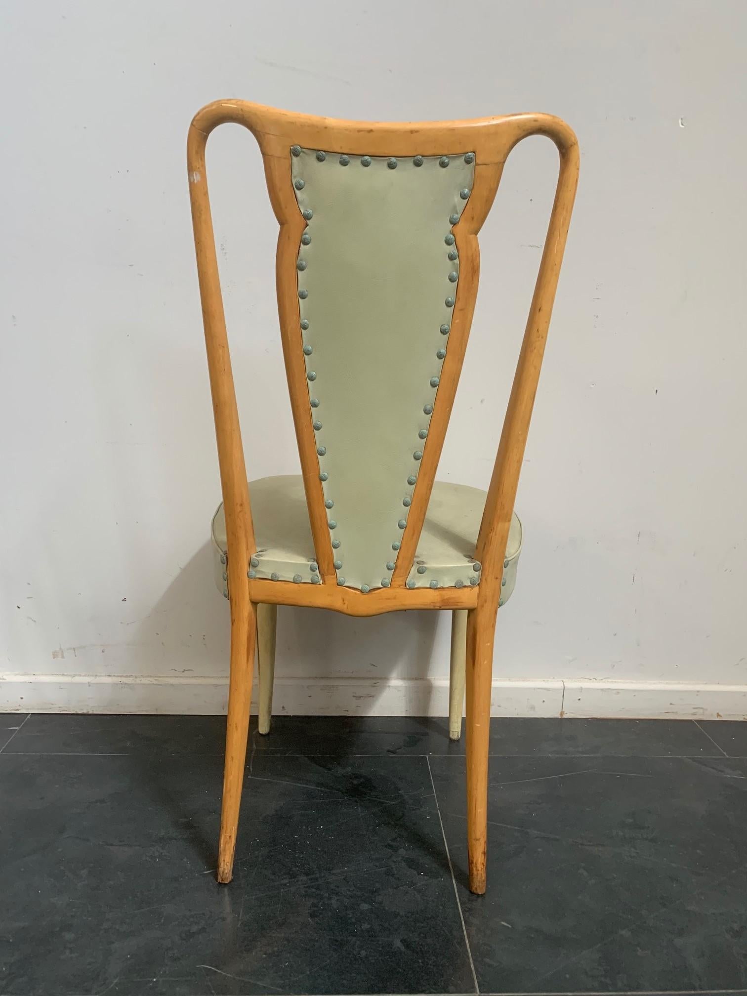 Mid-20th Century Italian Aniline Leather and Lacquer Dining Chair from La Permanente Mobili Cantù For Sale