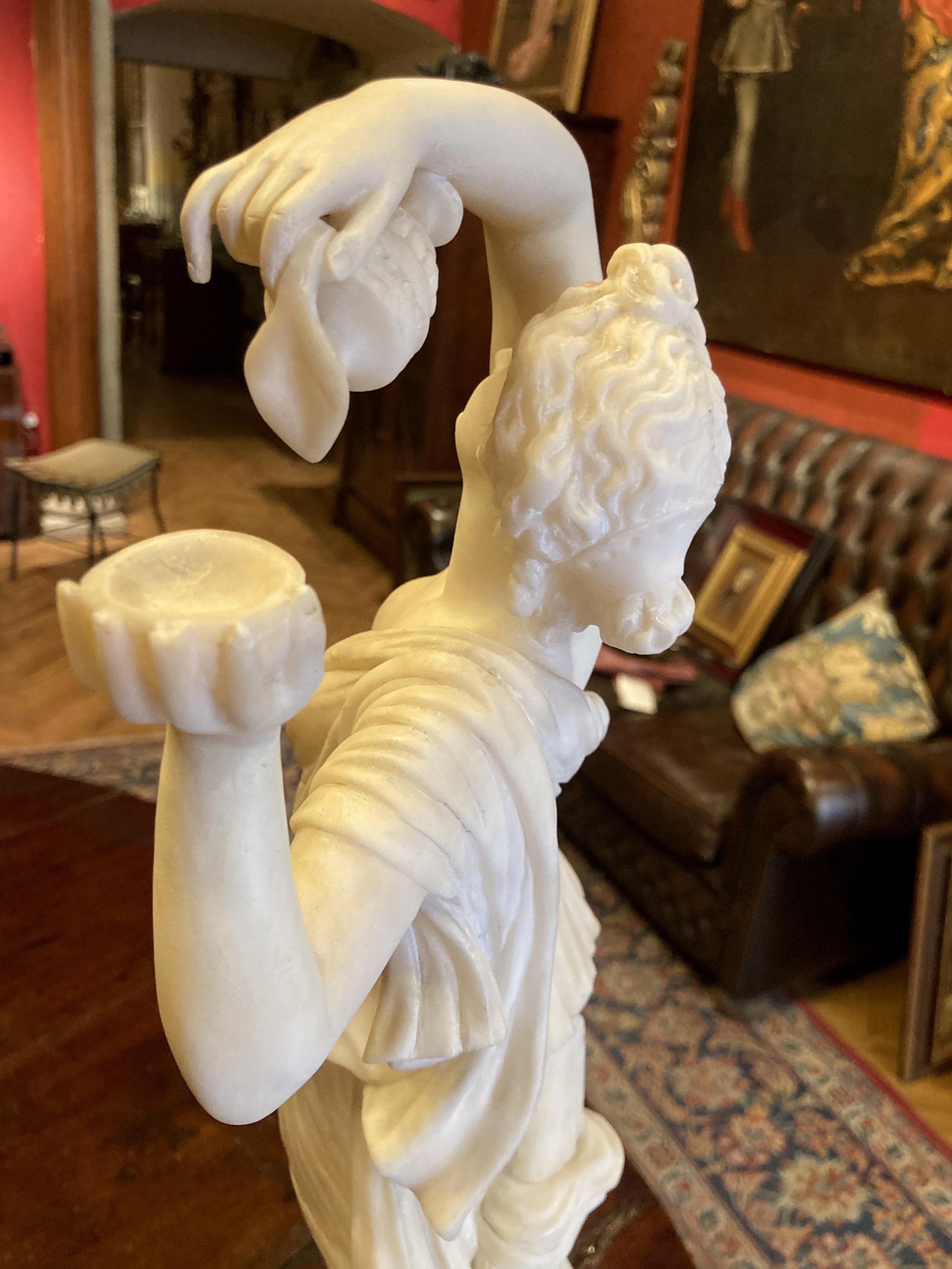 Italian Antique 19th Century Alabaster Female Sculpture of Hebe with Eagle 1