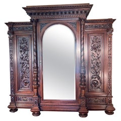 Italian Antique 19th Century Renaissance Revival High Quality Large Armoire