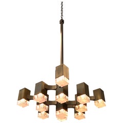 Italian Antique Brass and Acrylic Chandelier by Sciolari for Lightolier