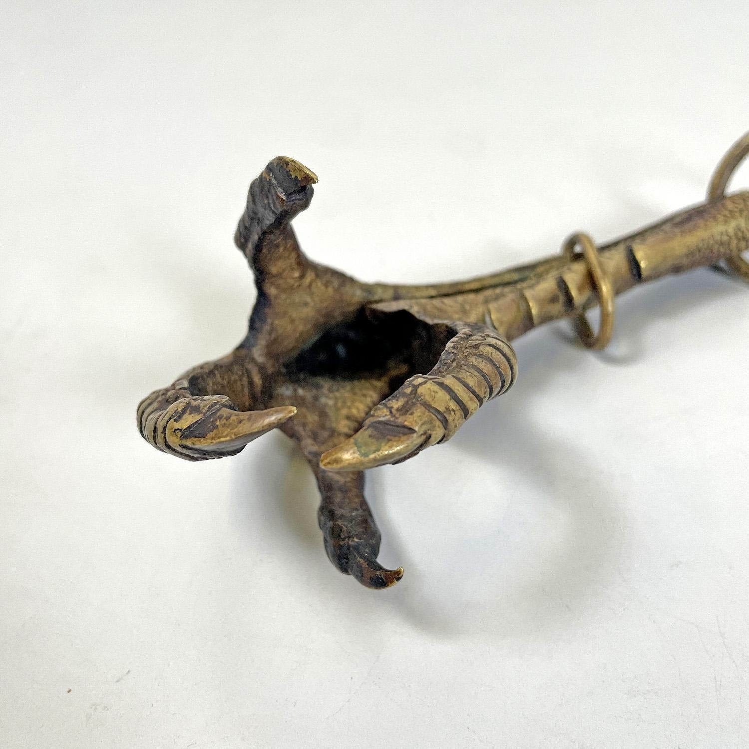 Italian antique bronze pheasant claw game-holder with hook, 1800s For Sale 5