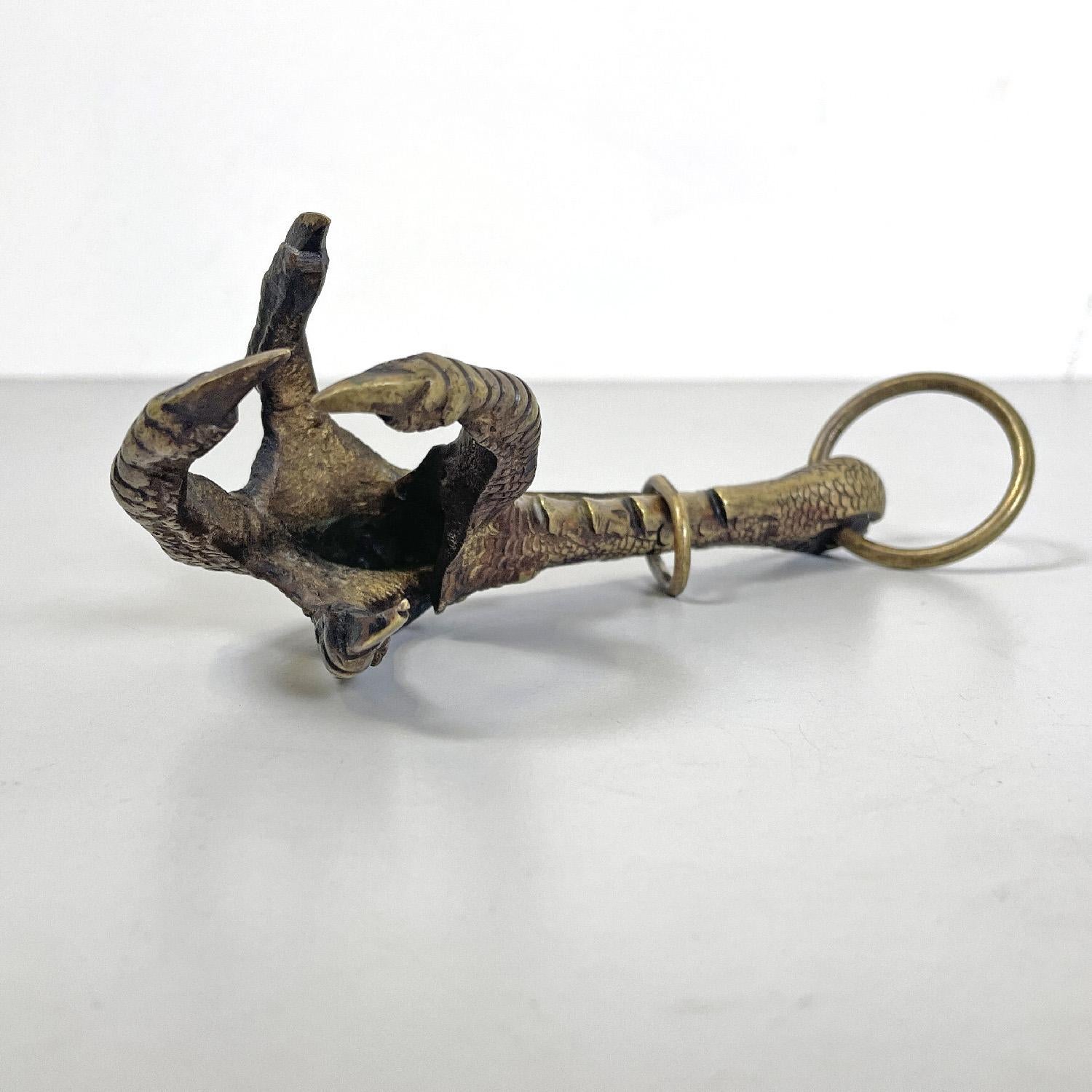 Italian antique bronze pheasant claw game-holder with hook, 1800s For Sale 6