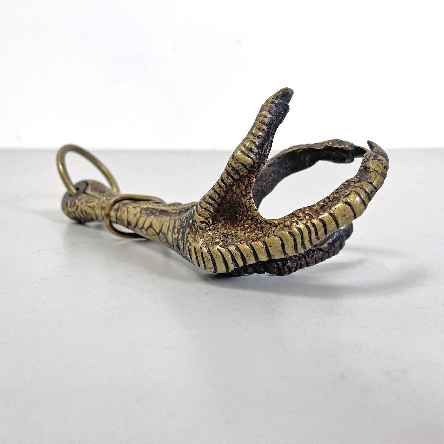 Italian antique bronze pheasant claw game-holder with hook, 1800s For Sale 7