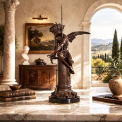 Italian Antique Bronze Sculpture "Genius of Franklin" by Giulio Monteverde