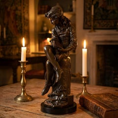 Sculpture italienne en bronze ancien de "Christophe Colomb" par Giulio Monteverde