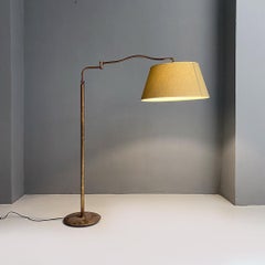 Italienische antike italienische Stehlampe aus brüniertem Messing mit teleskopischem Stiel und Arm, 1930er Jahre