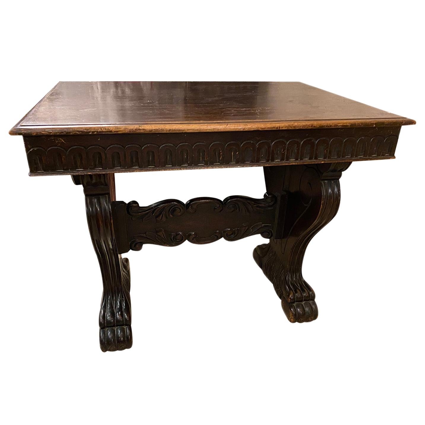 Italian Antique Carved Wood Table For Sale 2