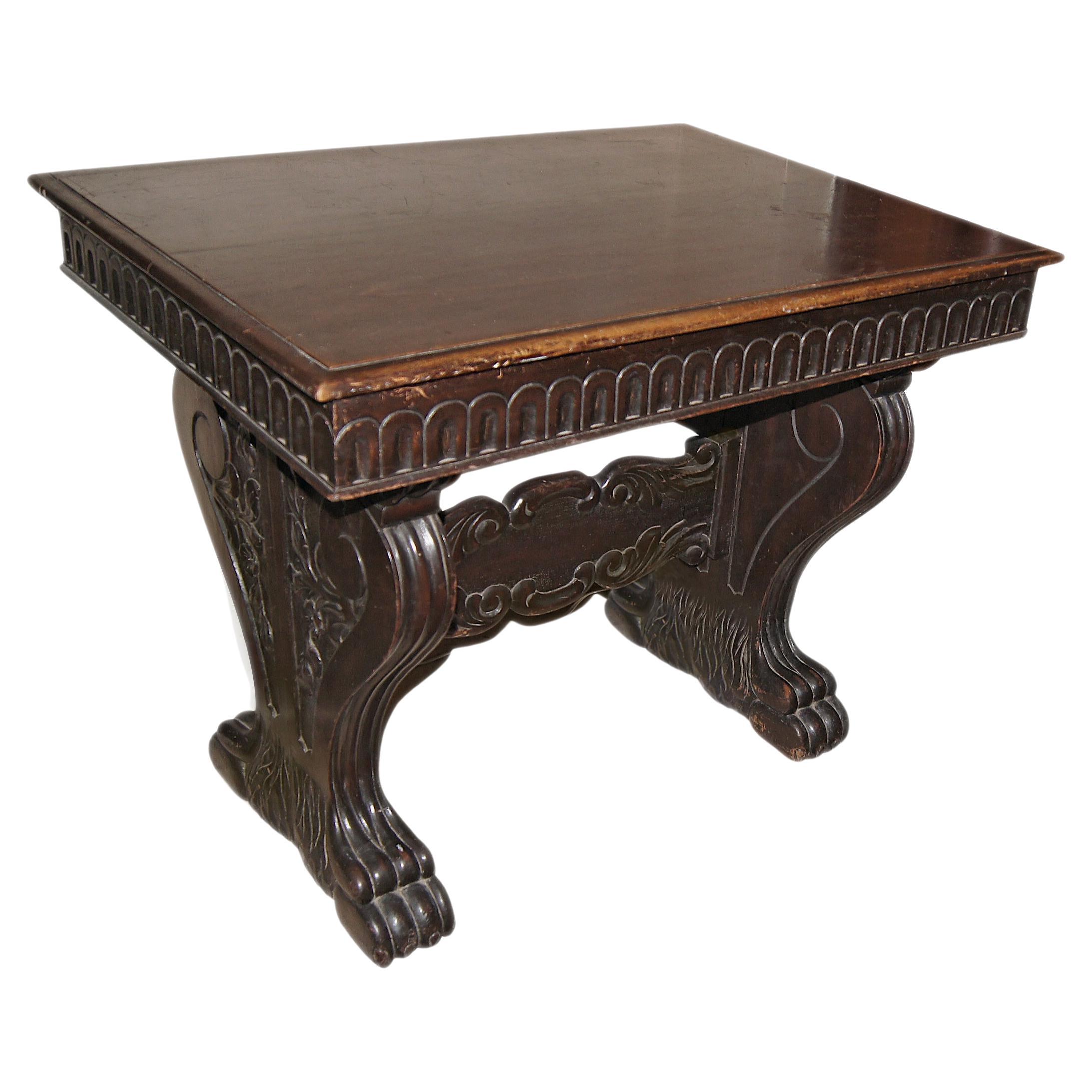 Italian Antique Carved Wood Table For Sale