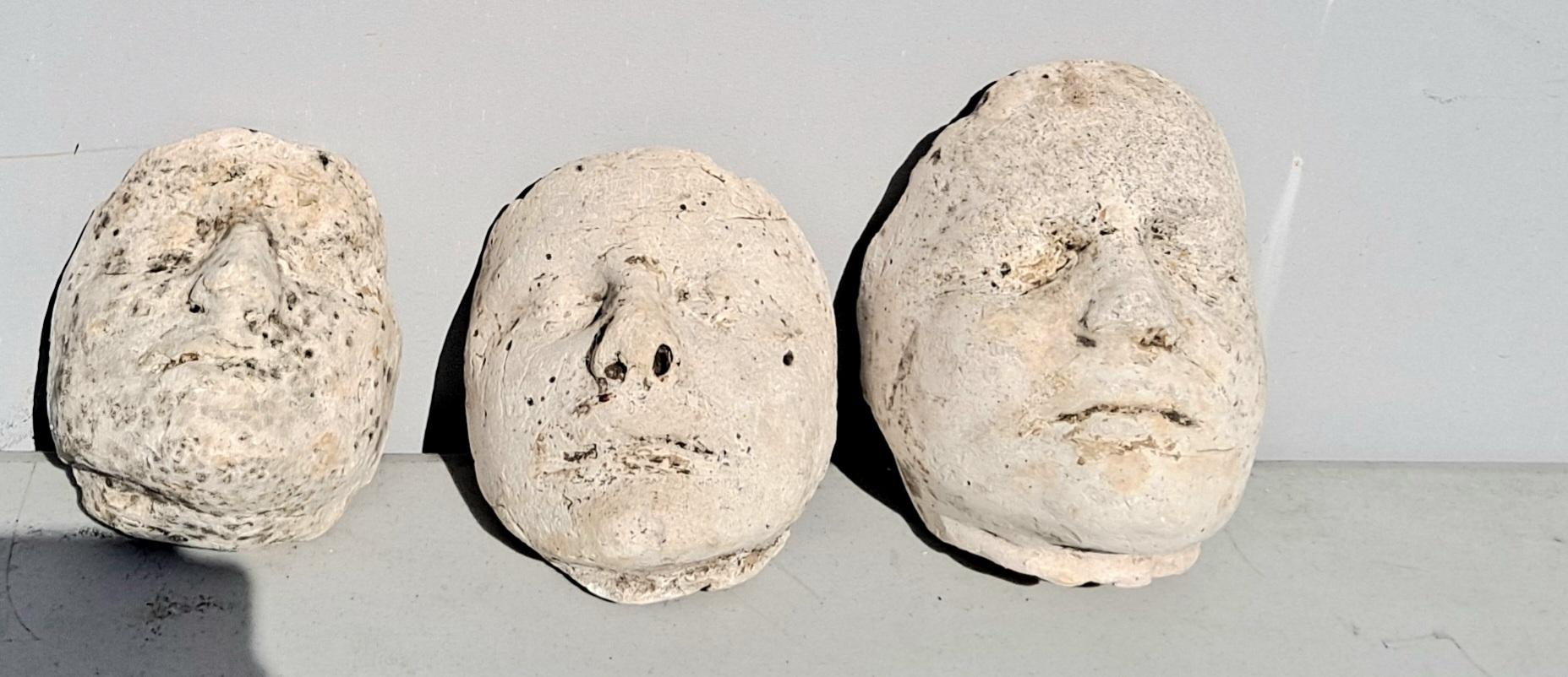 Gesso   Italian Antique Cast Gypsum Death Masks Set of Five  For Sale