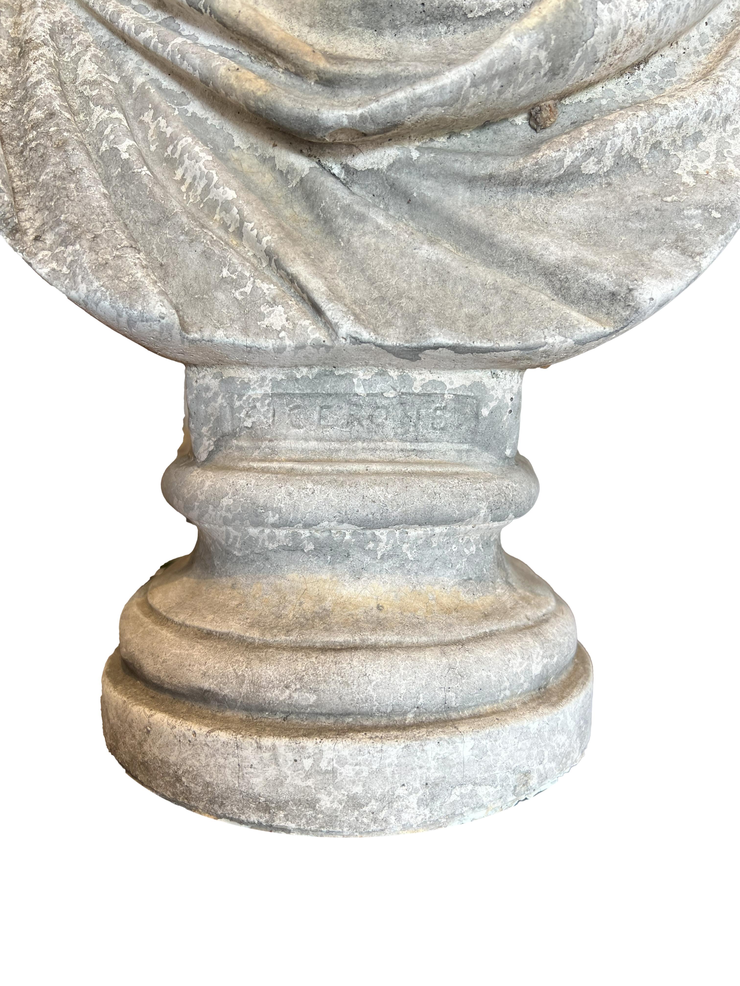Italian Antique Cast Stone of Marcus Aurelius Antoninus Caracalla Bust For Sale 4