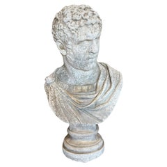 Italian Used Cast Stone of Marcus Aurelius Antoninus Caracalla Bust