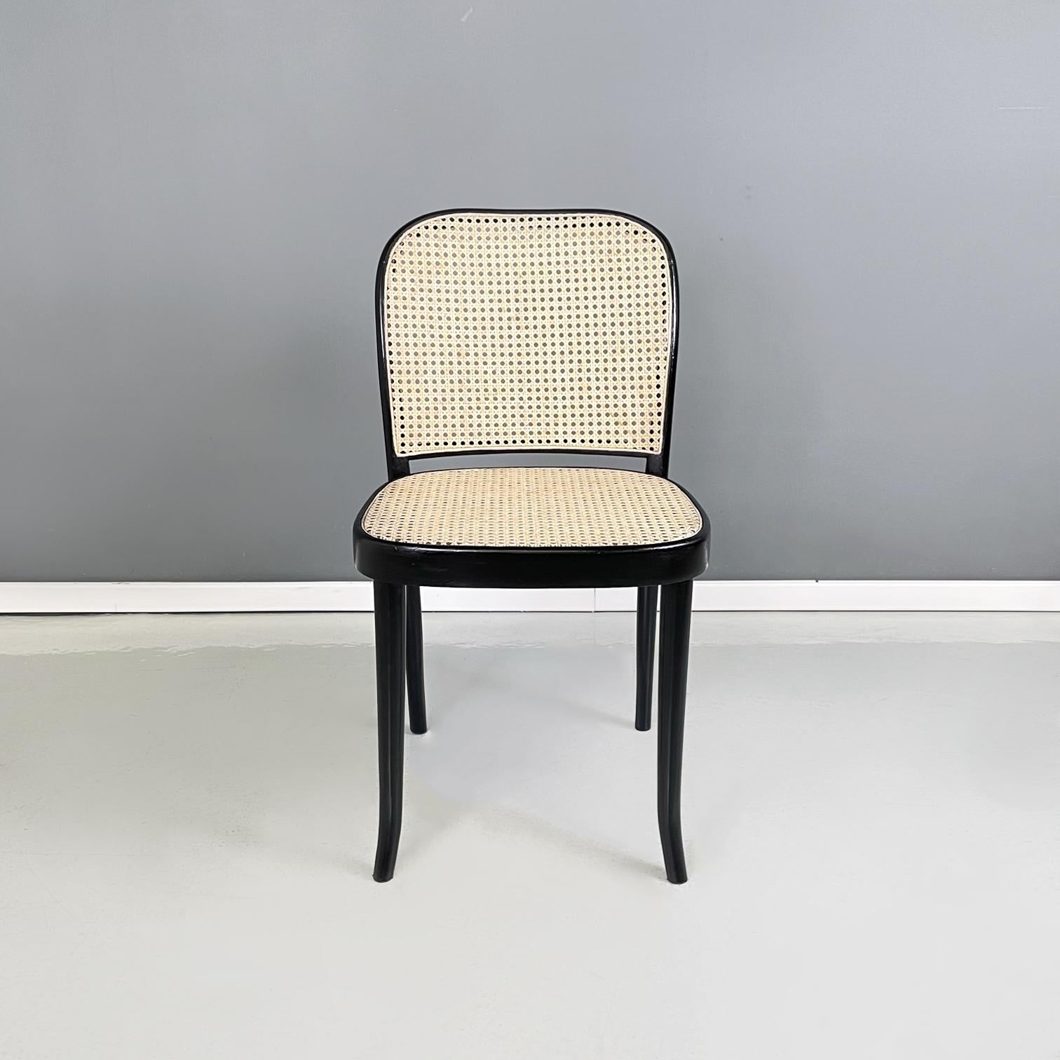 Italian antique Chairs in straw and black wood by Salvatore Leone, early 1900s
Set of 5 chairs with squared seat and back with rounded corners, in black painted wood and straw. The round section legs are in black painted wood.
Produced by Salvatore
